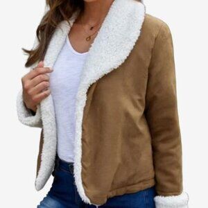 NWOT Collar Fleece Open Front Coat-